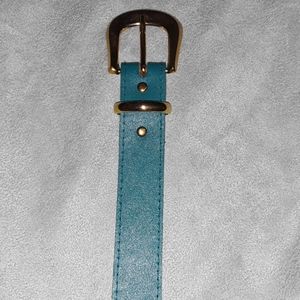 Vintage teal belt gold buckle